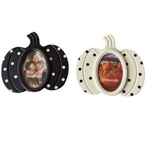 2 Thomasville Pumpkin Picture Frames - Black and White Polka Dot